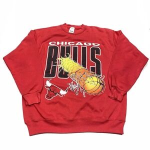 Vintage Jostens Red Chicago Bulls Crewneck Sweater Single Stitch Size XL